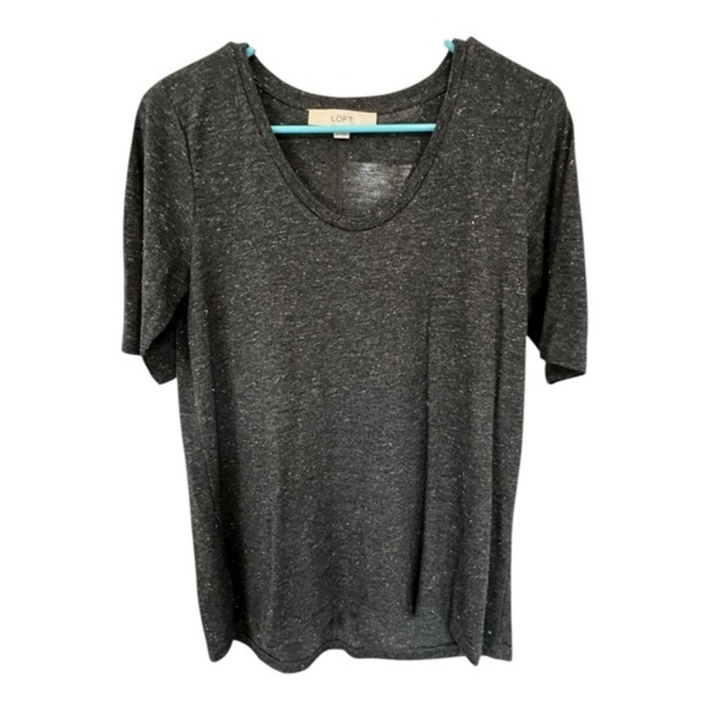 LOFT Charcoal with Sparkle Short Sleeve Tee